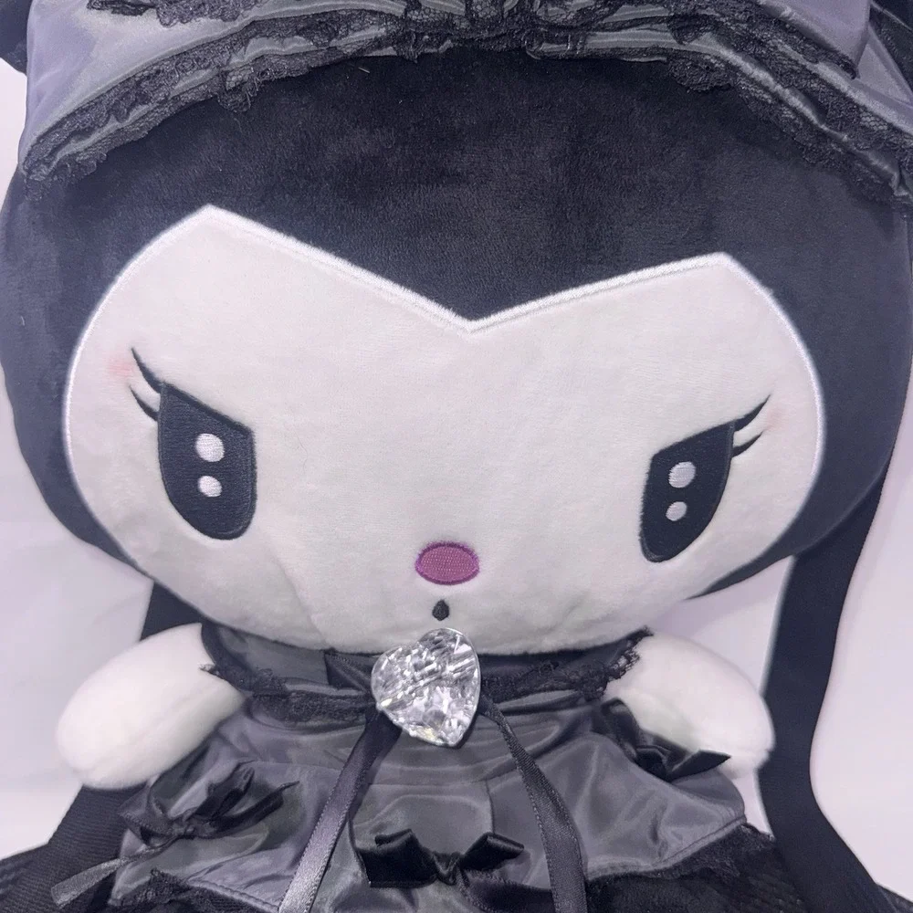 Kuromi NWT Hot Topic Bioworld Sanrio Lolita Black Plush Backpack Bag 16